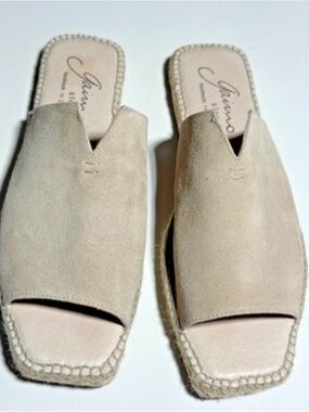 Anthropologie Gaimo Espadrille Flats Leather Shoes Handmade Spain Size 39 US 8